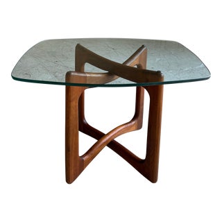 Mid Century Modern Sculpted Walnut and Glass Side Table by Adrian Pearsall For Sale