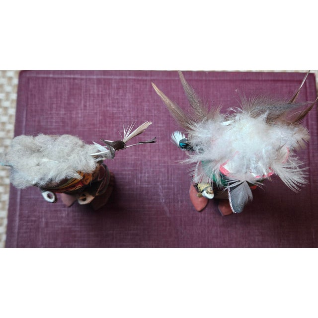 Yellow Vintage Pair of Kachina Dolls by Larry David Master Carver For Sale - Image 8 of 18