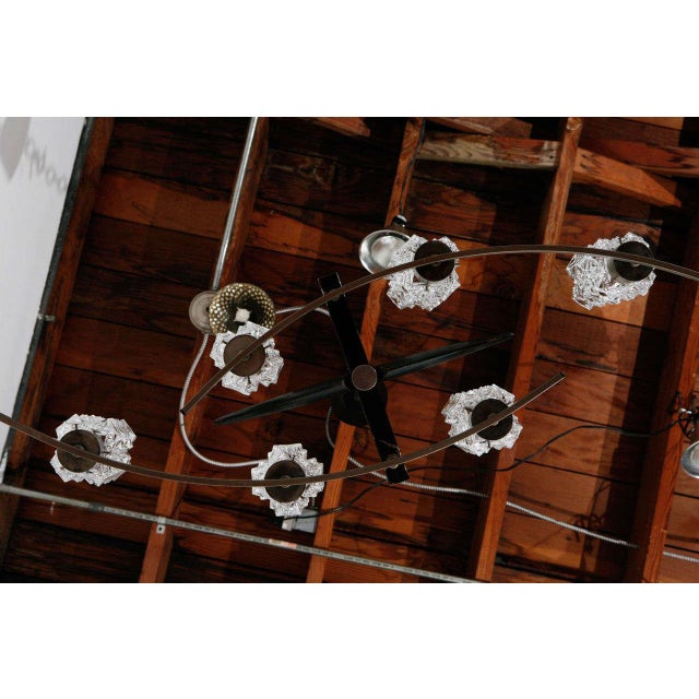 1960s 1960s Modernist Italian Glass & Brushed Nickel Fixture For Sale - Image 5 of 8