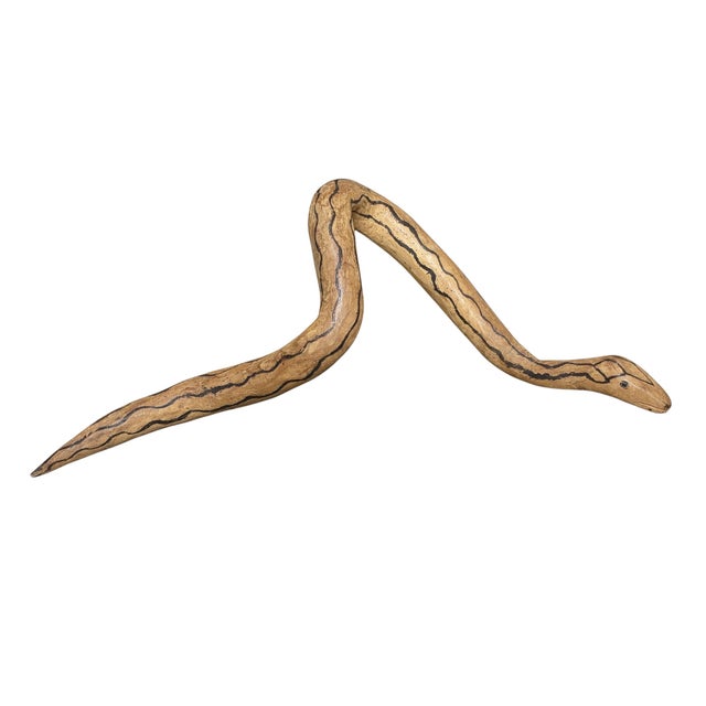 Brown Vintage Tribal Naturalistic Carved Set of Three Snakes Papua New Guinea For Sale - Image 8 of 8