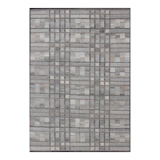 Gray Geometric Scandinavian Flat-Weave Rug by Keivan Woven Arts 10'4 X 14'3 For Sale