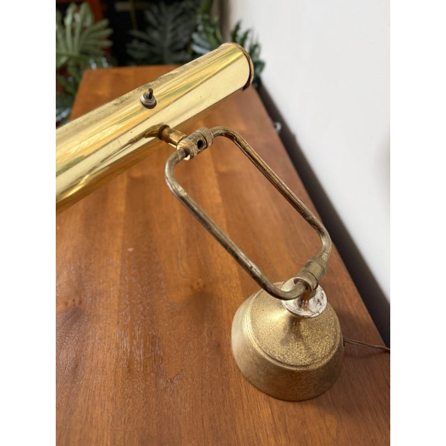 Vintage Mid Century Brass Banker’s Desk Lamp For Sale - Image 9 of 10