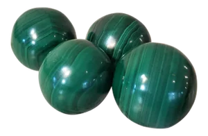 Malachite Carved & Polished Spherical Stones - Set of 4