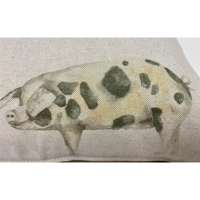 16" Square Pillow Adorned With Jovial Rustic Pigs of Various Sizes & Colors - Made in Uk For Sale In Dallas - Image 6 of 10