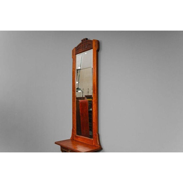 Art Nouveau Wall Mirror with Console in Walnut, Early 20th Century For Sale - Image 12 of 16