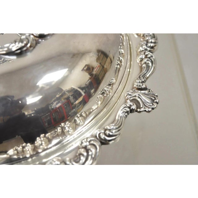 Vintage English Victorian Ornate Round Silver Plated Covered Serving Dish For Sale - Image 10 of 12