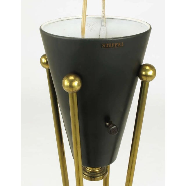 1950s Stiffel Black Lacquer and Brass Suspension Table Lamp For Sale - Image 9 of 10