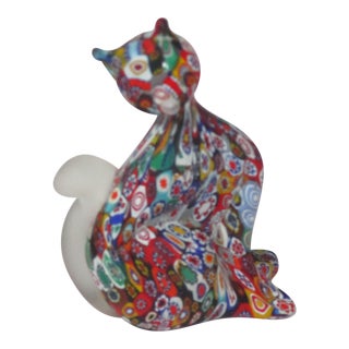 Vintage Murano Millefiori Cat Figurine For Sale