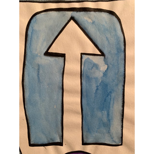 Mid Century Abstract Watercolor Original Painting Nyc Artist For Sale - Image 4 of 7