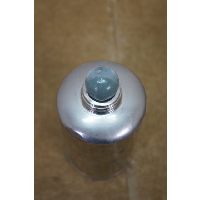 Metal Vintage Art Deco Silverplate Whisky Cocktail Flask Bottle Glass Stopper 8" For Sale - Image 7 of 15