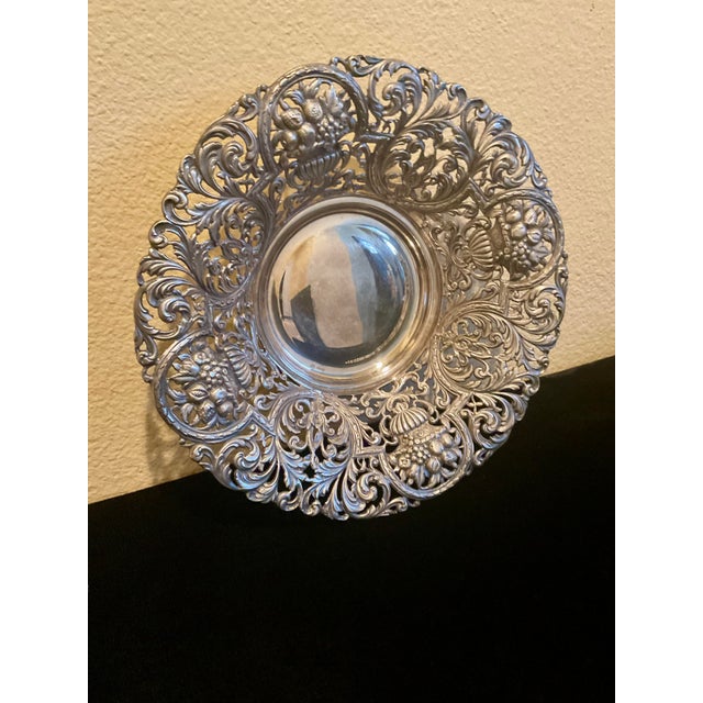 Silver Art Nouveau Silverplated Embossed Bowl For Sale - Image 8 of 10