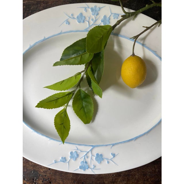 Early 20th Century Large 15” Platter Spode Blanche De Chine Cherry Blossom English Ironstone Grand Millennial Decor For Sale - Image 4 of 9