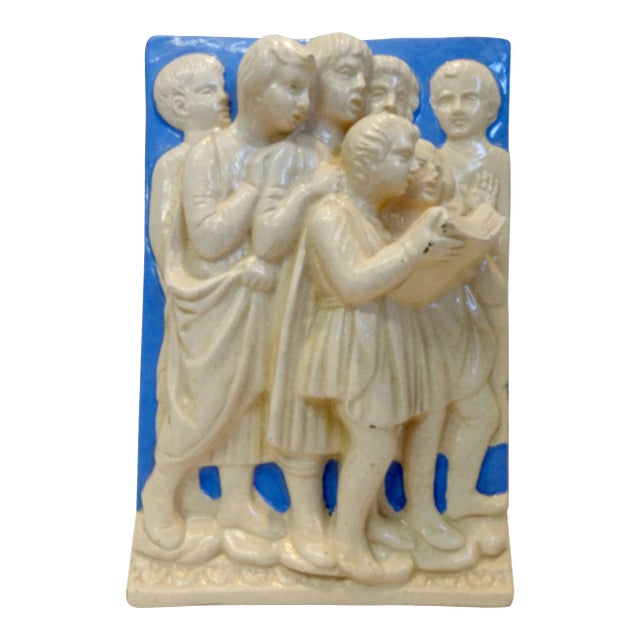 Neoclassical Italian Della Robbia Ceramic Wall Hanging in High Relief For Sale