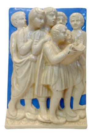 Neoclassical Italian Della Robbia Ceramic Wall Hanging in High Relief