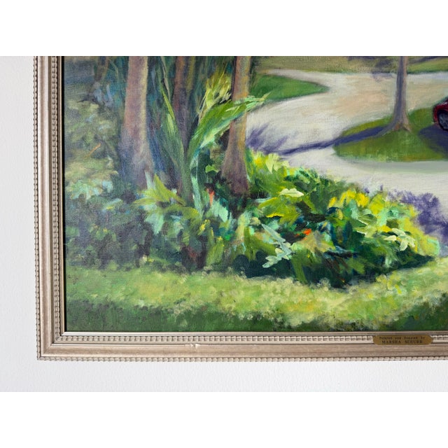 Green Marsha Schurr Impressionist Tropical Landscape Oil on Canvas Painting, Framed For Sale - Image 8 of 12