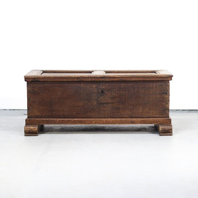 Wood Weathered Antique Rustic Oak 18th Century Chest For Sale - Image 7 of 14
