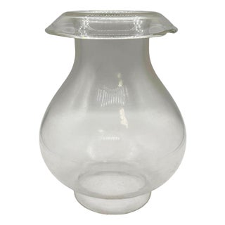 1900s Victorian Clear Glass Oil Lamp Fluted Hurricane Shade For Sale