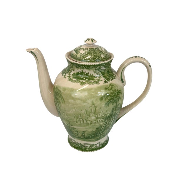 Green Late 20th Century Italian Reproduction Green and White China Tea Set - 24 Pieces For Sale - Image 8 of 12