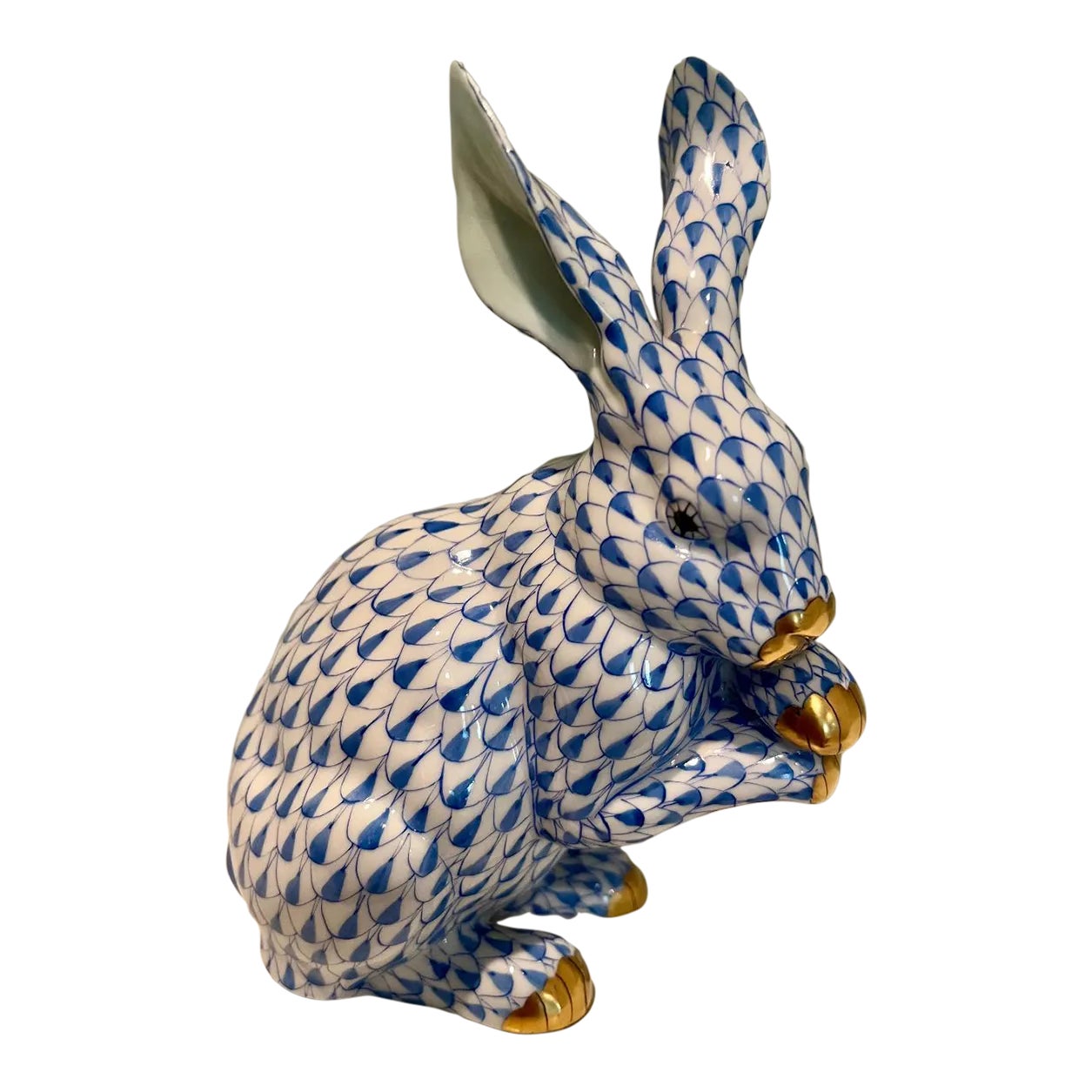 Herend Blue Fishnet Rabbit 