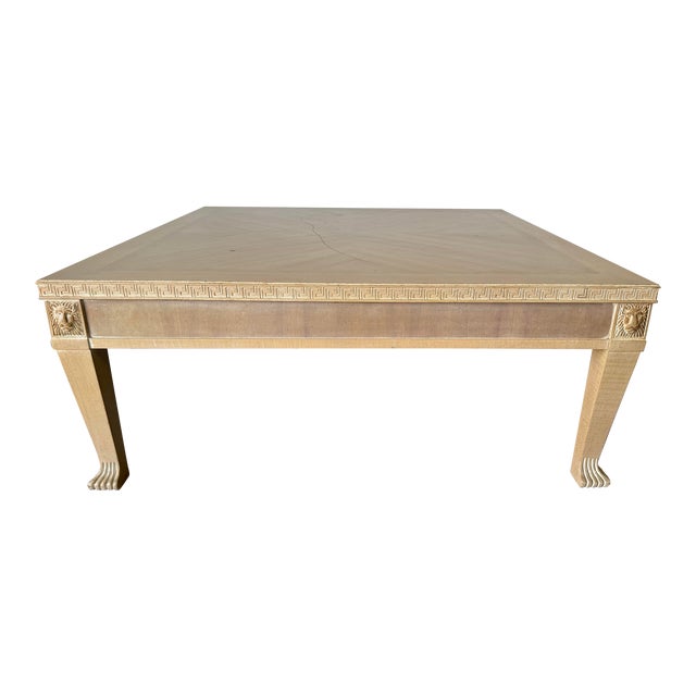 アンティークlion Glass Top Coffee Table French Cast Bronze Coffee Table with Lion Head Motif, Circa