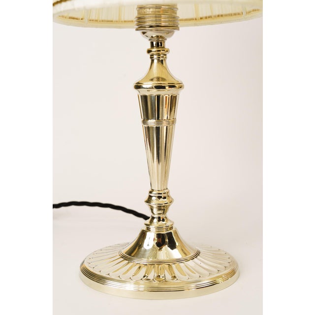 1920s Table Lamps Alpaca with Oval Base and Fabric Shades, Vienna, 1920s, Set of 2 For Sale - Image 5 of 15