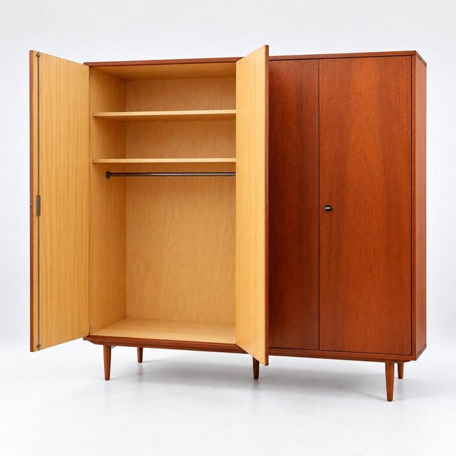 Mid-Century 4-Door Wardrobe, 1960s For Sale - Image 4 of 6