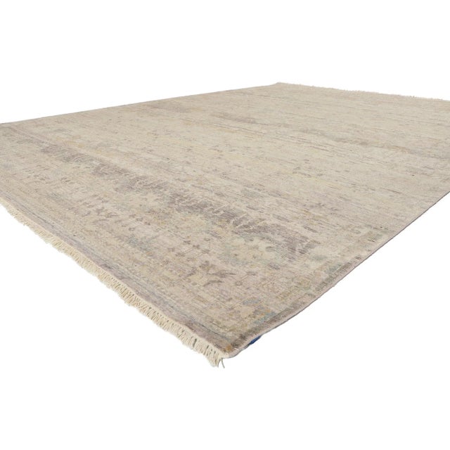 30781 Modern Distressed Rug with Vintage Style 08'10 x 12'02. With its weathered beauty and nostalgic charm, this...