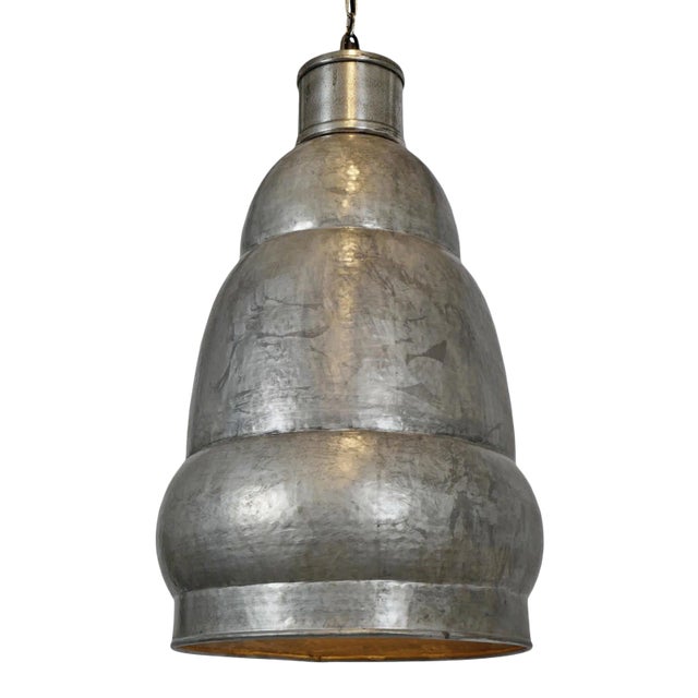 Industrial Hammered Nickel Shalet Pendant Light For Sale