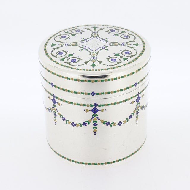 Early 20th Century Antique Art Deco Tiffany & Co. Sterling Silver & Mosaic Enameled Box For Sale - Image 5 of 12