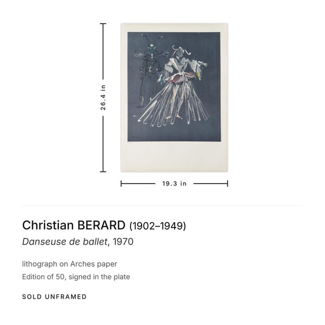 Post Impressionist 1970 Christian Berard Danseuse De Ballet Lithograph For Sale - Image 3 of 3