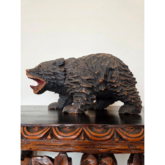Large Vintage Indigenous Japanese Ainu Hokkaido Bear Figure Wood Carving For Sale - Image 14 of 18