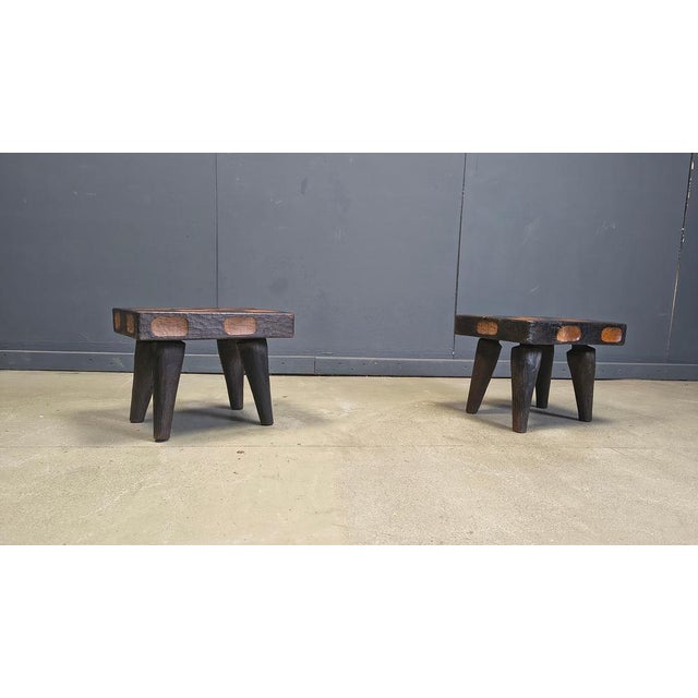 Vintage Rustic Wooden Stools, 1960s, Set of 2 For Sale - Image 11 of 13