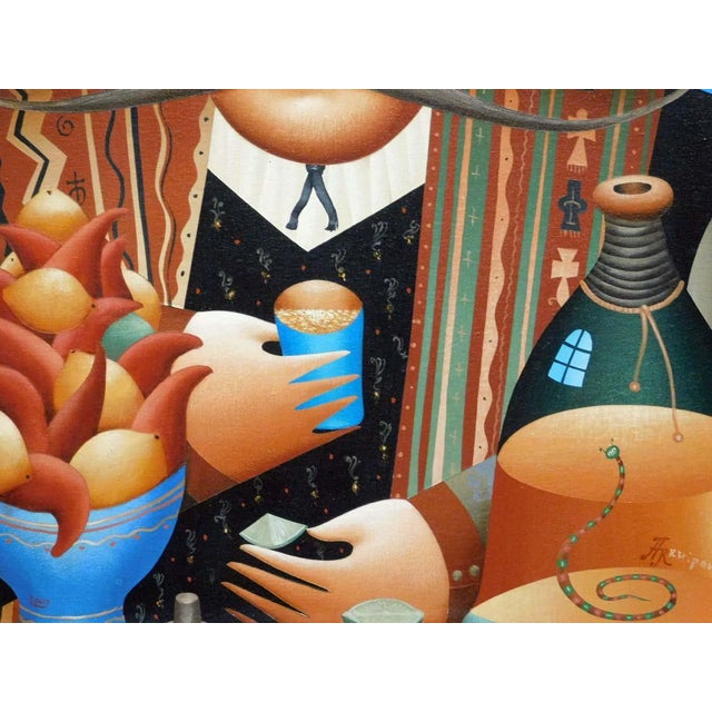 Blue Anton Arkhipov "Patron Ii" Original Oil on Canvas Original Artist Framed For Sale - Image 8 of 9