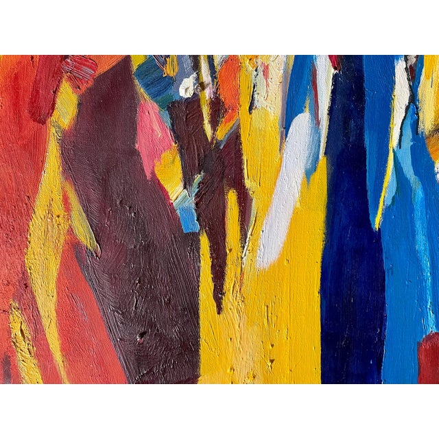 Textile Roberto Lauro, 1960's Large Colorful Abstract Expressionist Swiss Oil Painting Robert Lauro, 1967 For Sale - Image 7 of 12
