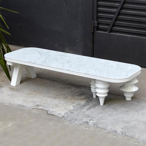 Design by Jaime Hayon, 2016 Manufactured by BD Barcelona. Low table with rectangular black marble top. The legs have white...