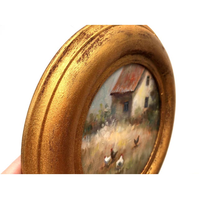 Framed Original Painting Countryhouse Landscape Antique Wall Decor For Sale - Image 4 of 6