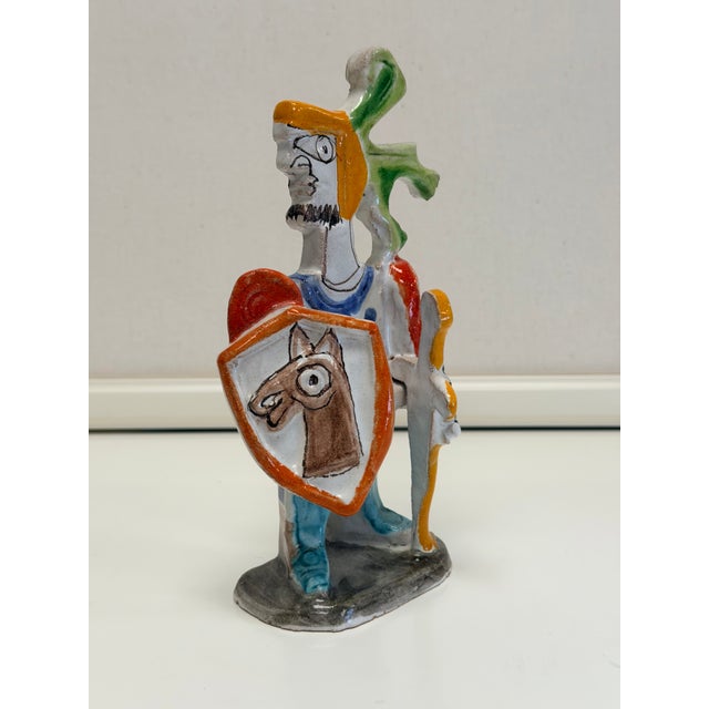 Mid-Century Modern Vintage De Simone Pottery 'Picasso-Inspired' Knight Pottery Piece For Sale - Image 3 of 8