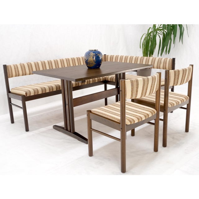 Wood Danish Mid Century Modern L Shape Bench Chairs Dining Table Kitchen Dinette Set For Sale - Image 7 of 15