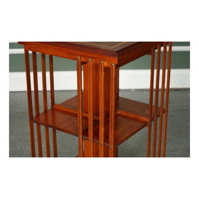 Sheraton Revival Inlaid Burr Yew Revolving Bookcase For Sale - Image 10 of 12