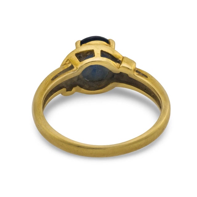 Vintage Sapphire Diamond 14k Yellow Gold Ring, Size 5.25 For Sale In Los Angeles - Image 6 of 6