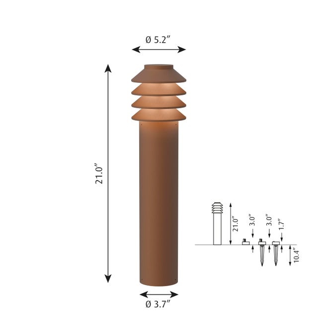 Metal Bysted Garden Long' Outdoor Bollard Light for Louis Poulsen in Corten Red For Sale - Image 7 of 13