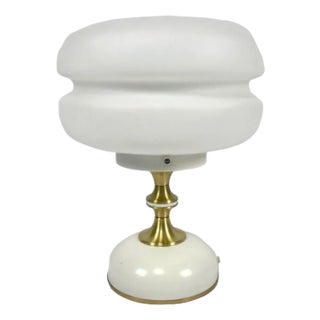 Mid-Century Milk Glass and Brass Table Lamp from Napako, 1960s For Sale