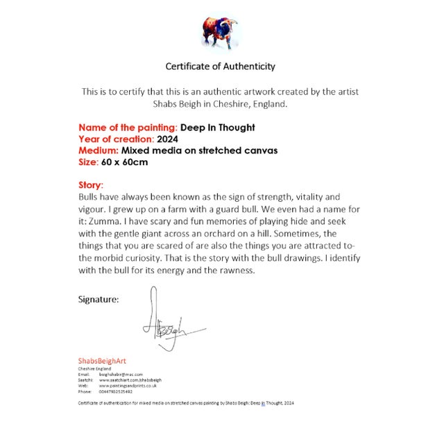 2020s Deep in Thought Original Painting by Shabs Beigh For Sale - Image 5 of 5