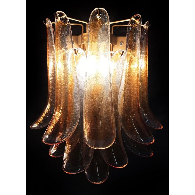 Vintage Italian Murano Wall Lights Amber Glass Petals, 1970s, Set of 2 For Sale - Image 12 of 18