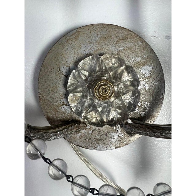 Pair of 2-Light Rock Crystal Beaded Sconces For Sale In Los Angeles - Image 6 of 12