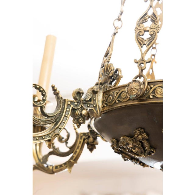 Mid 20th Century Russian Renaissance Revival Style Six-Light Bronze Chandelier For Sale In West Palm - Image 6 of 6