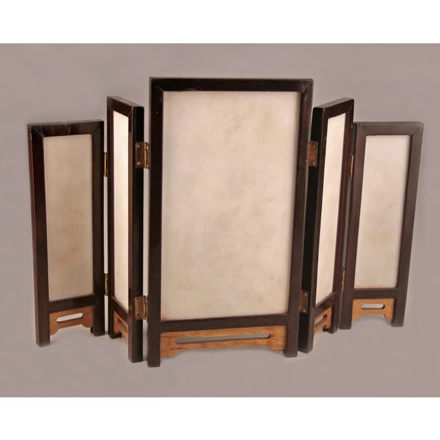 Japanese 19th Century/Edo-Meiji Period Japanese Painted Five-Panel Folding Miniature Screen For Sale - Image 3 of 9