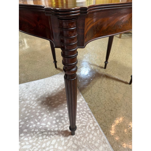 Early 19th Century Antique Sheraton Style Serpentine Front Mahogany Antique Game Table For Sale - Image 4 of 12