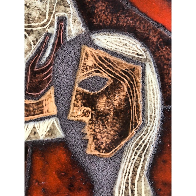 1960s Enameled Lava Wall Plaque by Jean Jaffeux, 1960s For Sale - Image 5 of 8