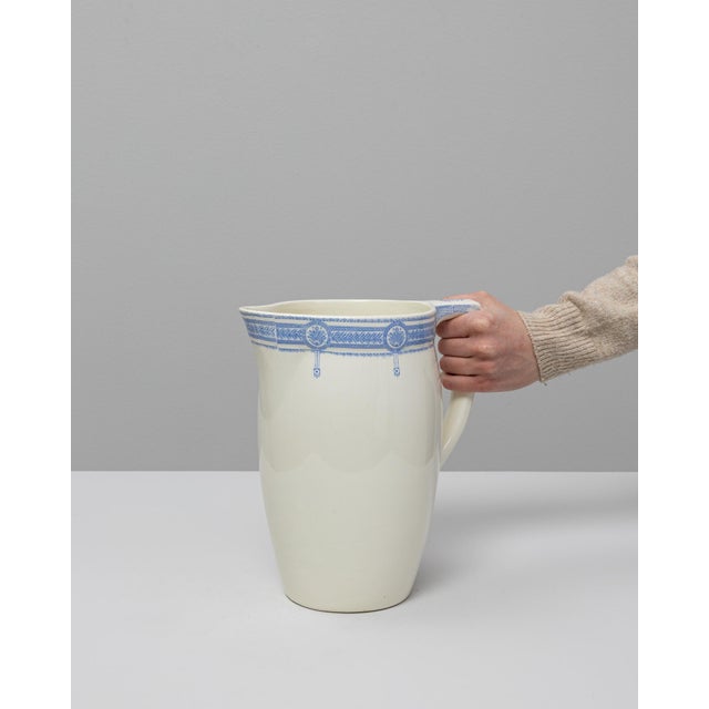 Chinoiserie 20th Century Belgian Blue Chinoiserie Ceramic Pitcher For Sale - Image 3 of 18
